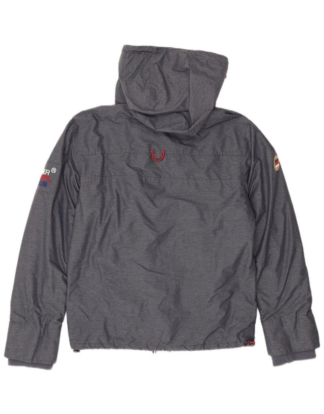 Jaqueta corta-vento masculina SUPERDRY com capuz UK 38 poliéster cinza médio