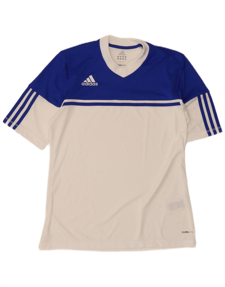 Adidas Mens Climalite Camiseta Top Médio Branco Colourblock Poliéster