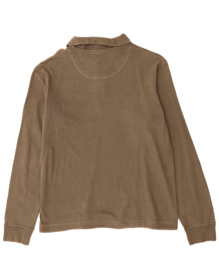 Camisa polo masculina de manga comprida com ajuste regular TIMBERLAND de algodão cáqui médio