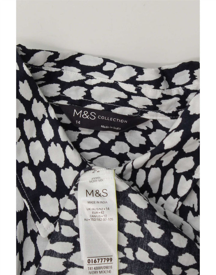 Camisa feminina Marks & Spencer Reino Unido 14 grande algodão manchado branco