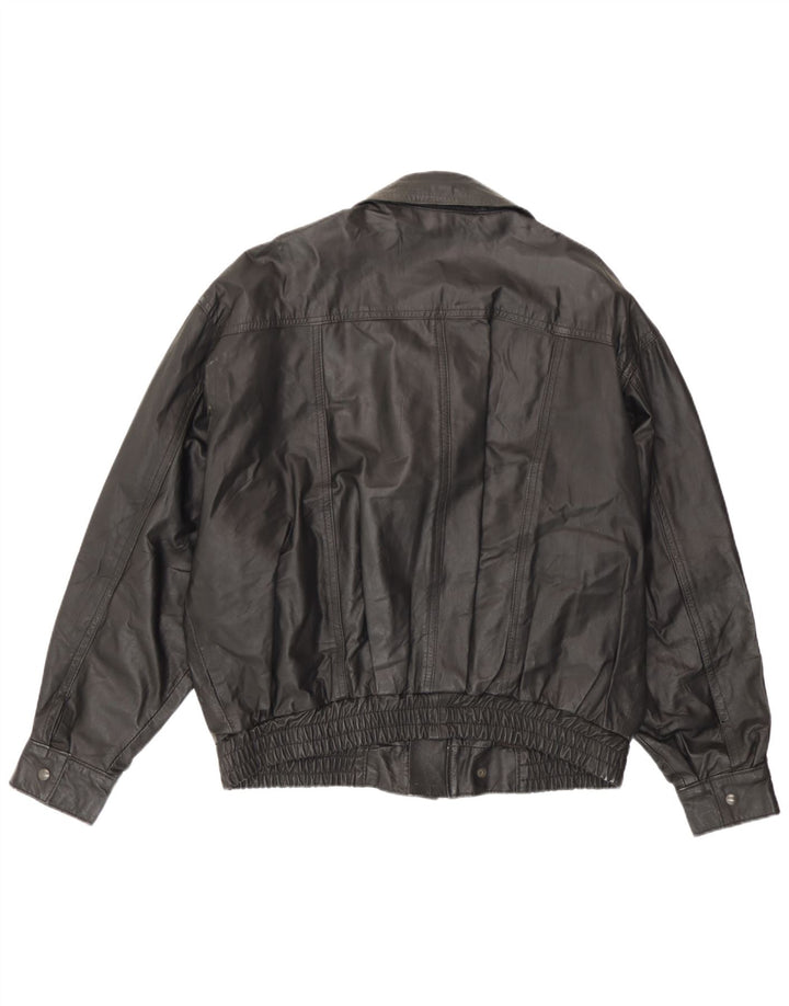 Jaqueta de couro masculina vintage UK 42 XL preta