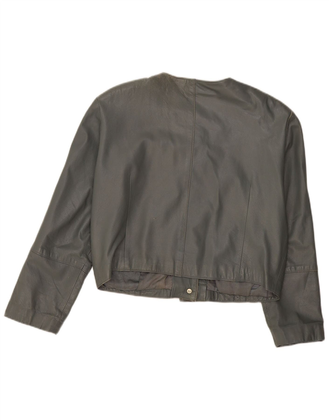 Jaqueta bomber feminina de couro VINTAGE Reino Unido 12 couro cinza médio