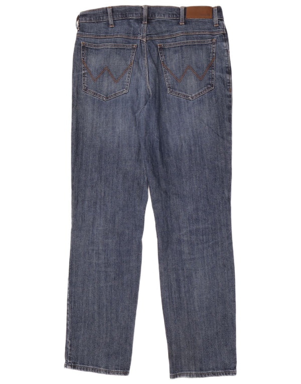 Wrangler Mens Straight Jeans W36 L34 Azul Algodão