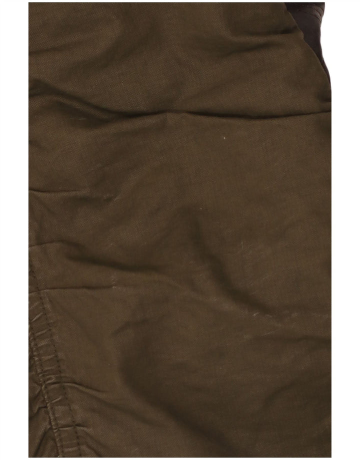 Jaqueta parka feminina com capuz KHUJO Reino Unido 14 grande poliéster colorblock cáqui
