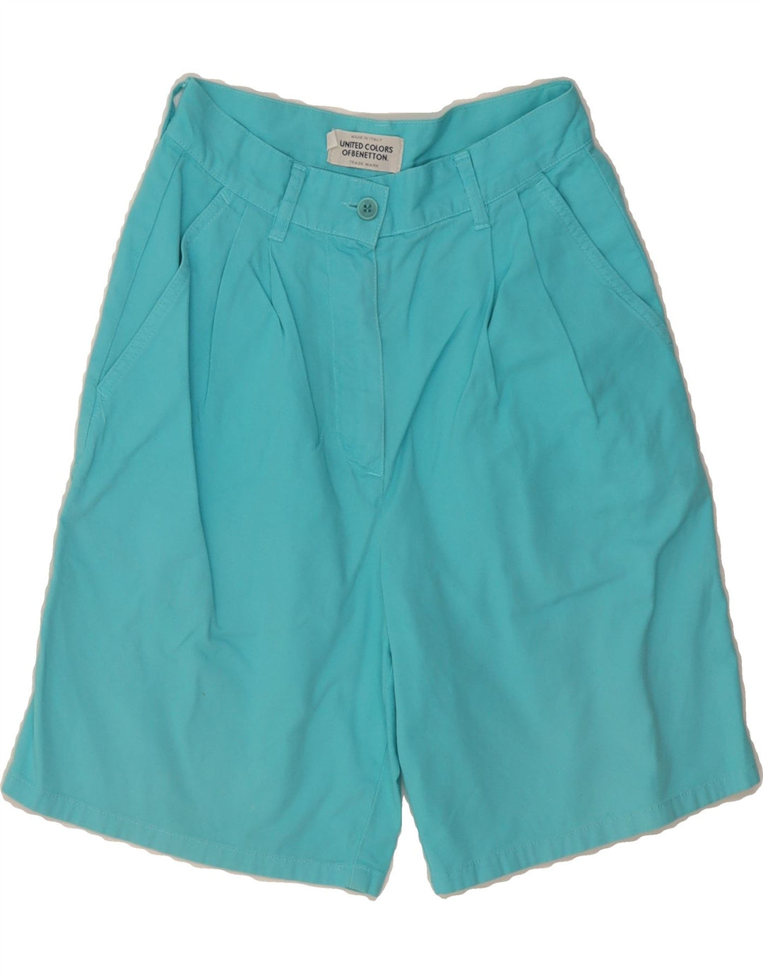 BENETTON Womens High Waist Pegged Bermuda Shorts IT 40 Small W24 Turquoise Vintage Benetton and Second-Hand Benetton from Messina Hembry 