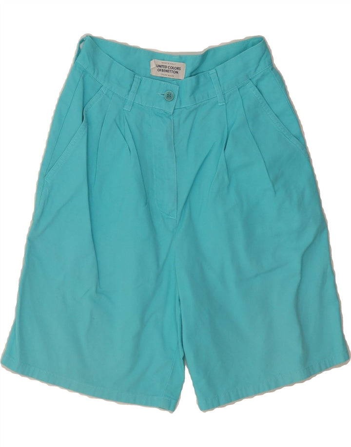 BENETTON Womens High Waist Pegged Bermuda Shorts IT 40 Small W24 Turquoise Vintage Benetton and Second-Hand Benetton from Messina Hembry 