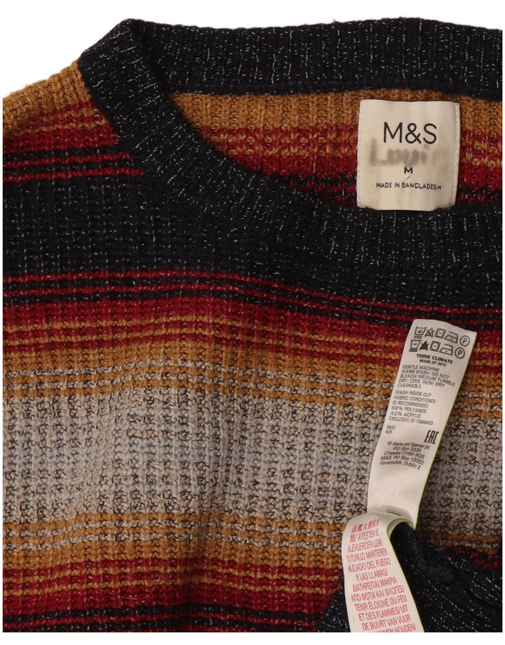Suéter masculino Marks & Spencer com gola redonda listrado médio multicolorido