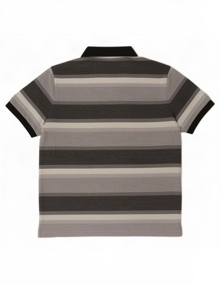 Camisa polo masculina Hugo Boss grande listrada cinza