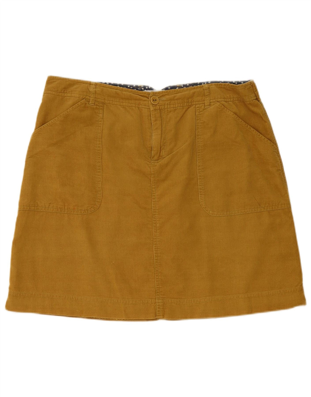 WHITE STUFF Mini saia feminina de veludo cotelê UK 12 médio W32 algodão amarelo