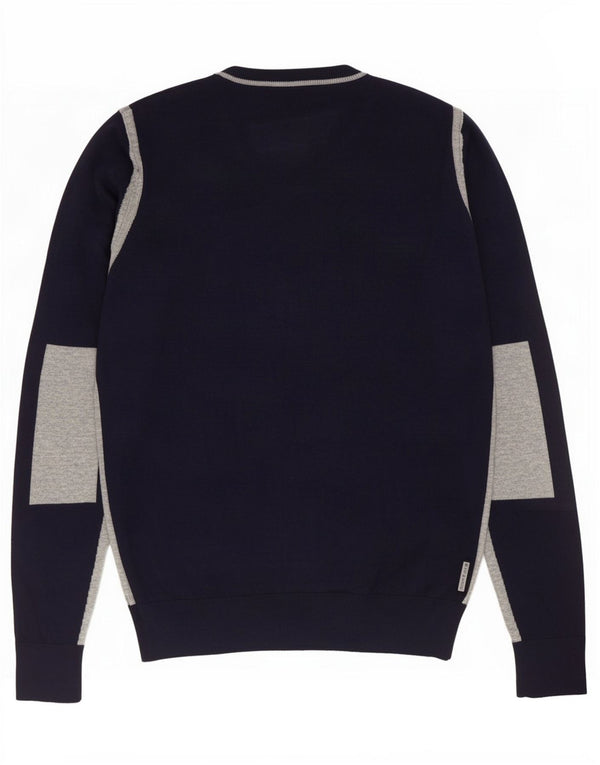 Suéter masculino Armani Slim Fit com decote em V XL azul marinho colorblock