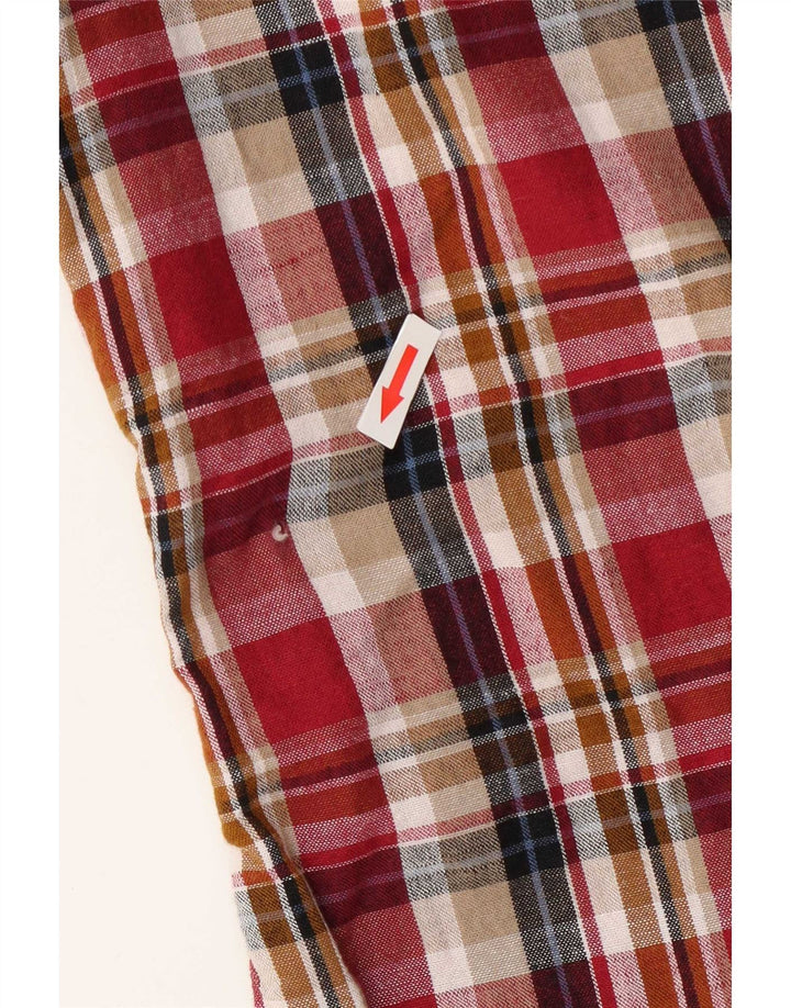 Camisa de manga curta masculina Fat Face pequeno algodão vermelho xadrez