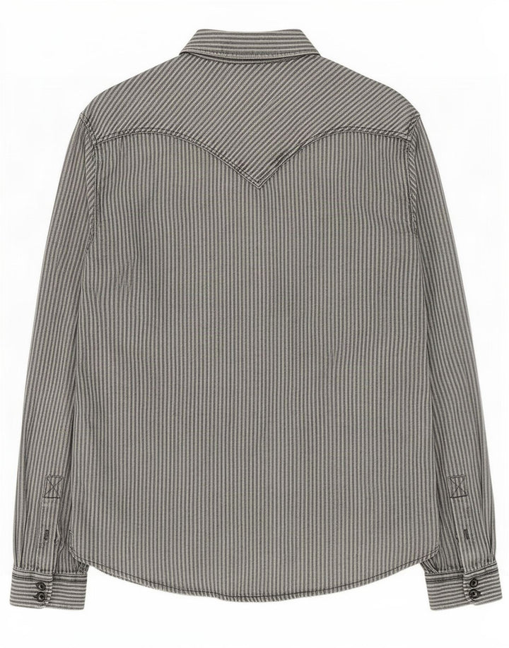 Camisa masculina Levi's grande algodão listrado cinza