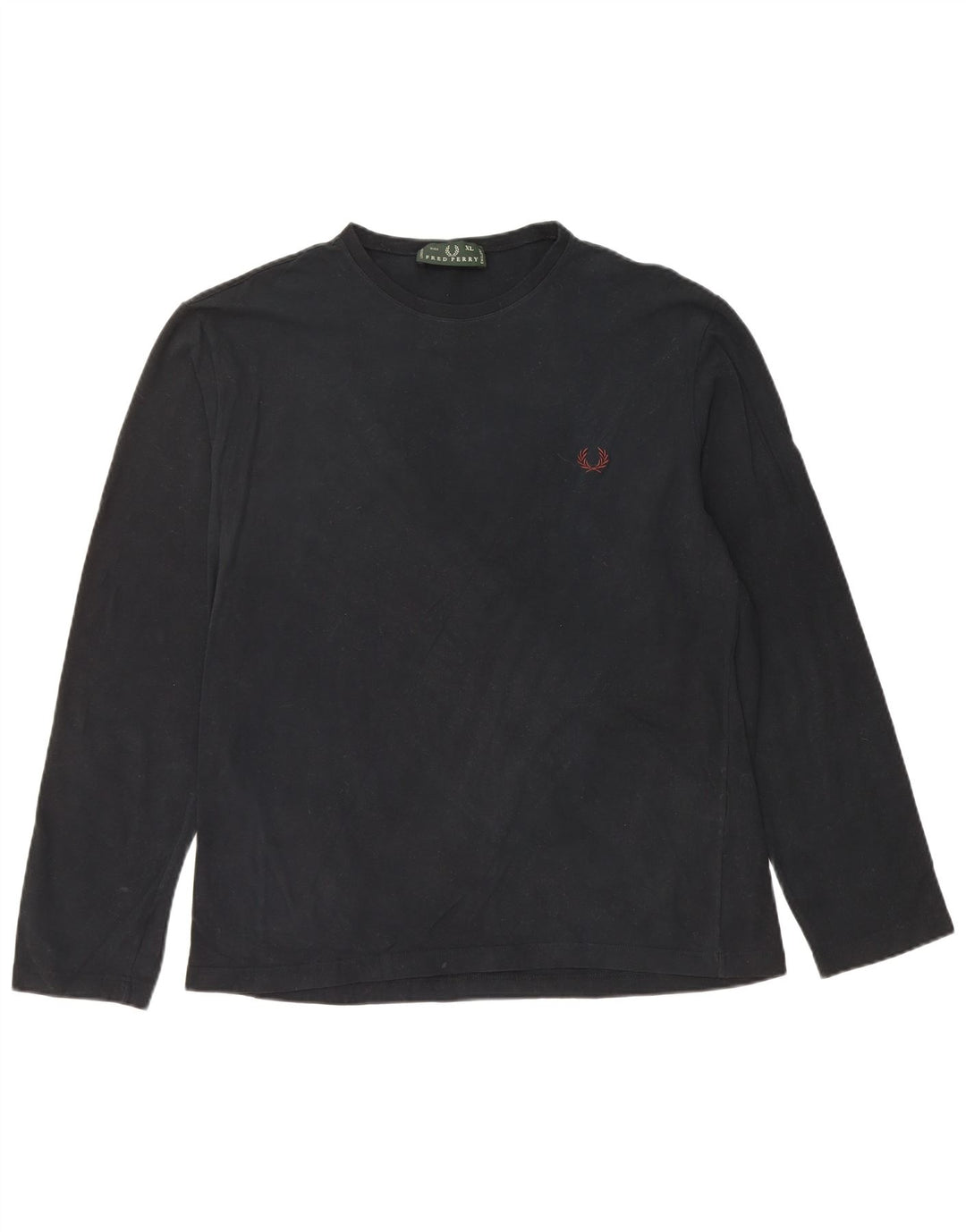 FRED PERRY Top masculino de manga comprida XL de algodão preto