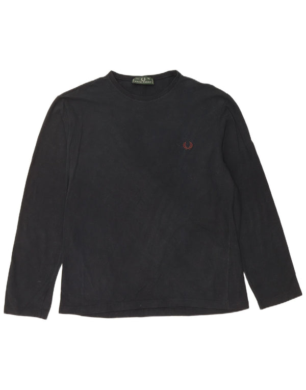 FRED PERRY Top masculino de manga comprida XL de algodão preto