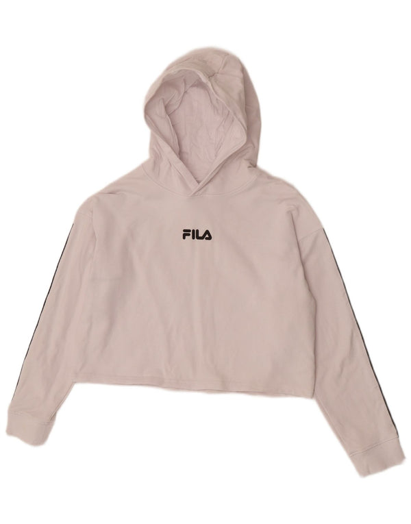 Fila Suéter feminino com capuz gráfico cropped 13-14 anos branco algodão colorblock