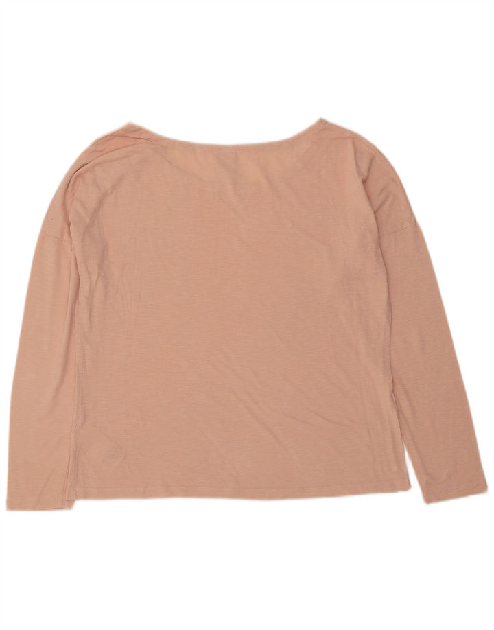 Top feminino TIMBERLAND com ajuste relaxado e manga comprida UK 14 algodão rosa médio