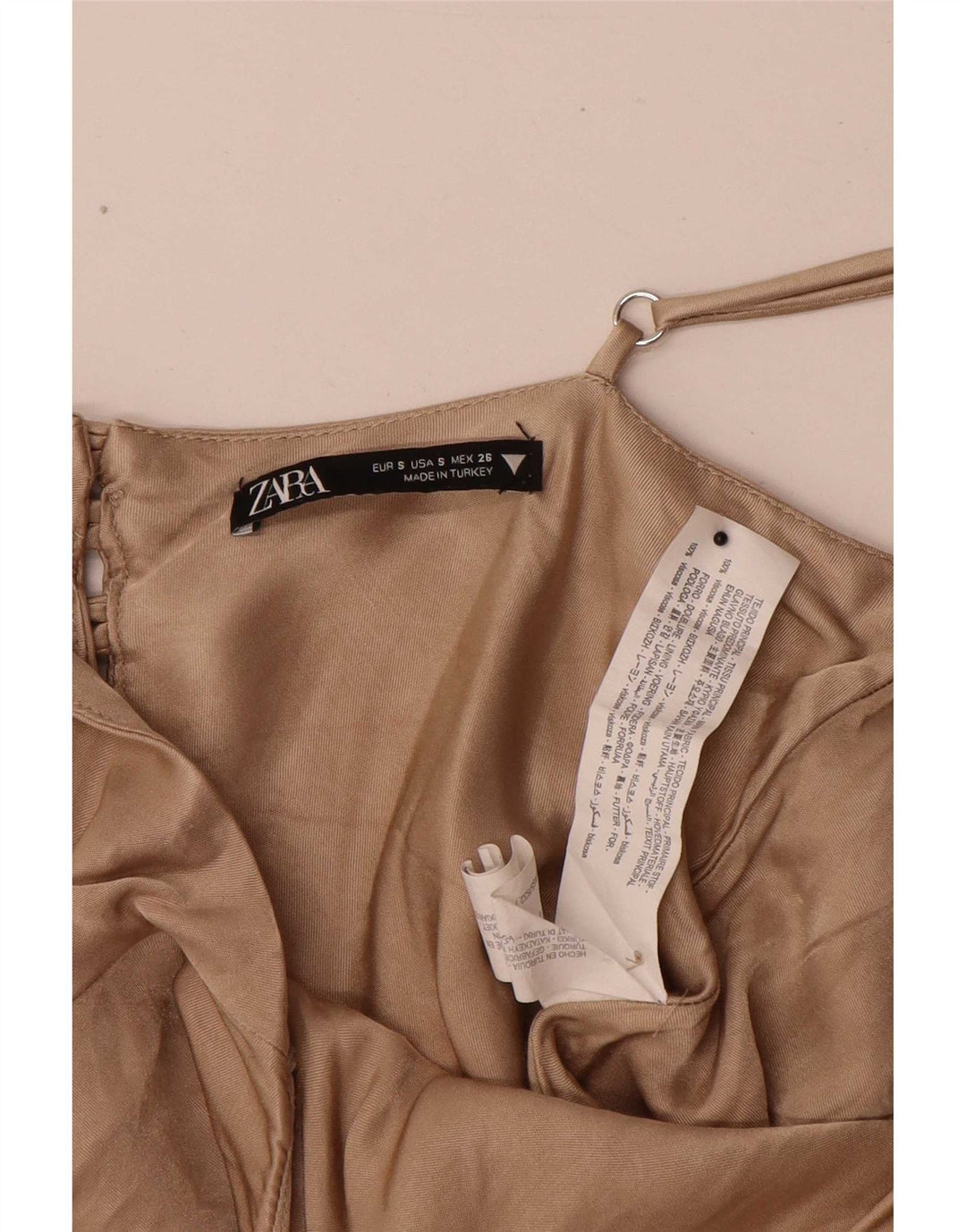 Zara Womens Cami Top UK 10 Pequeno Bege Viscose