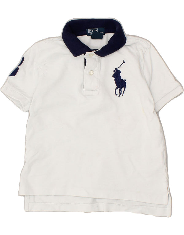 POLO RALPH LAUREN Camisa polo masculina gráfica 2-3 anos algodão branco