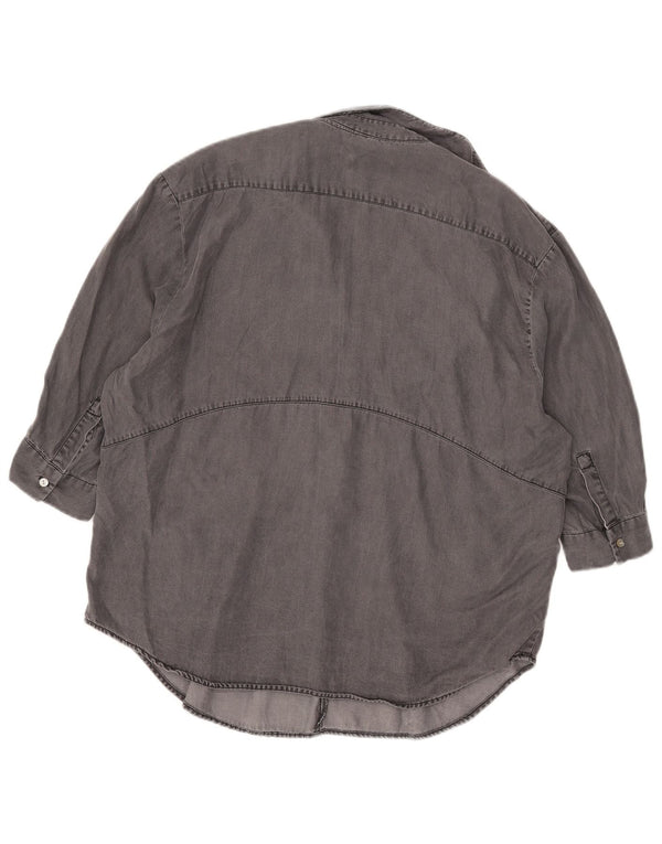 Pulôver feminino Zara manga 3/4 oversized Reino Unido 14 Lyocell cinza médio