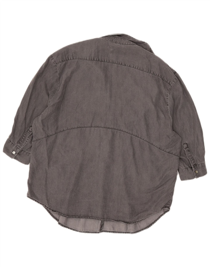 Pulôver feminino Zara manga 3/4 oversized Reino Unido 14 Lyocell cinza médio