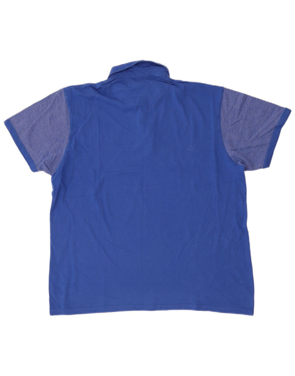 Camisa polo masculina Pierre Cardin XL azul colorblock algodão
