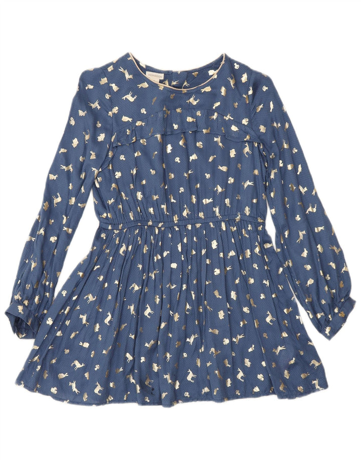 Mossimo Vestido feminino com estampa abstrata manga comprida evasê 8-9 anos azul marinho