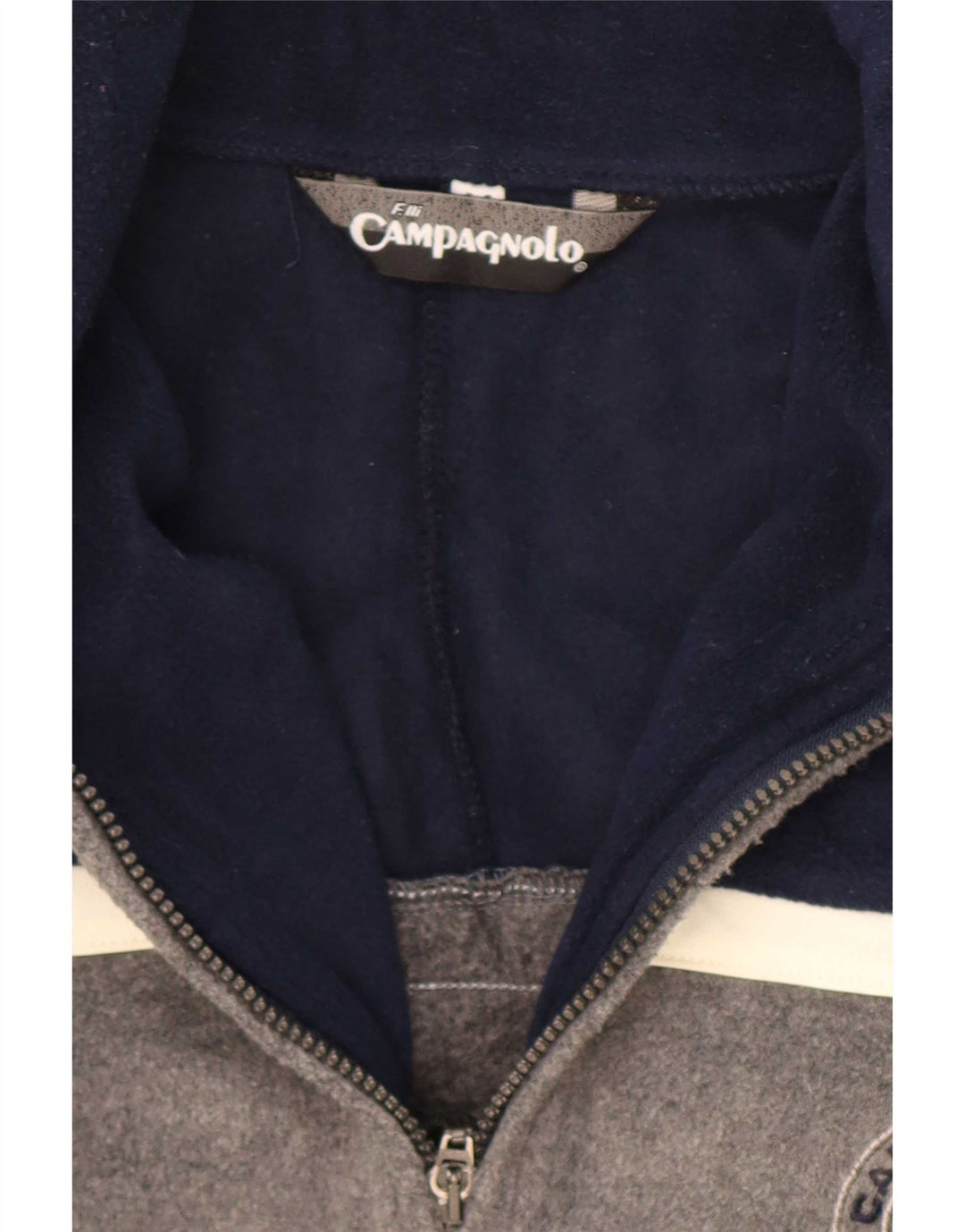 Campagnolo Suéter masculino de lã com zíper e gola em poliéster cinza médio