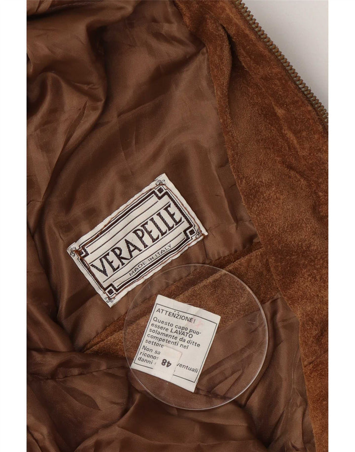 Jaqueta masculina vintage de camurça IT 48 couro marrom médio