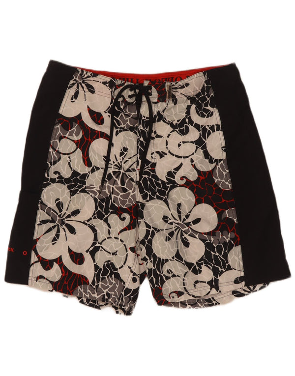 Sundek Mens Graphic Natação Shorts Grande Poliéster Floral Preto