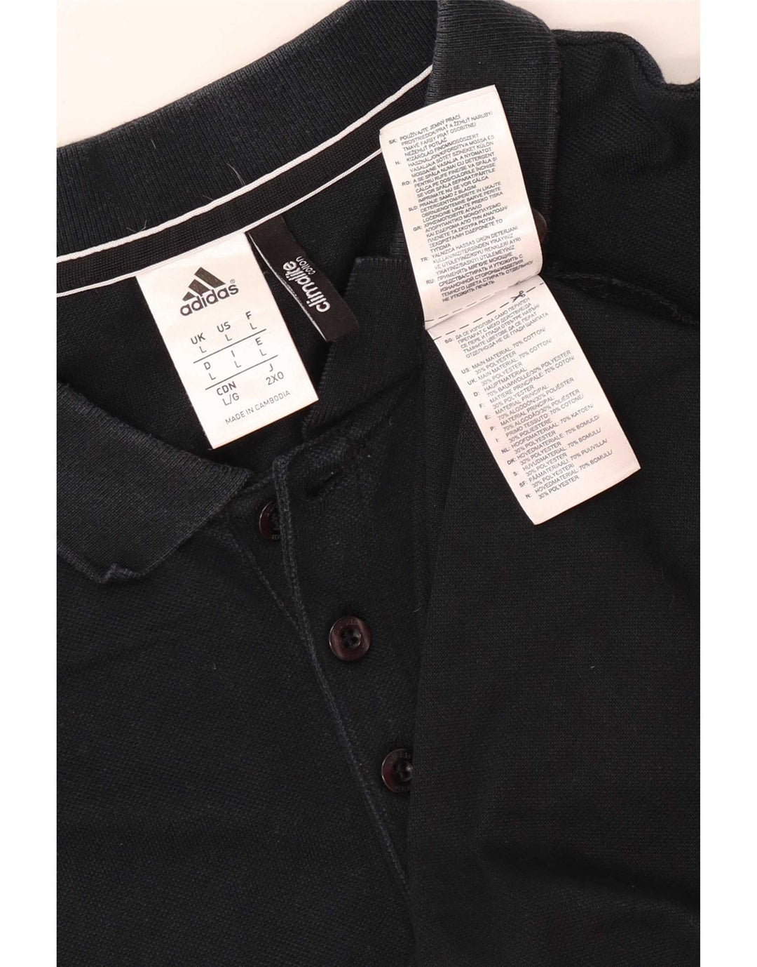 Adidas Mens Climalite Graphic Polo Shirt Grande Algodão Preto