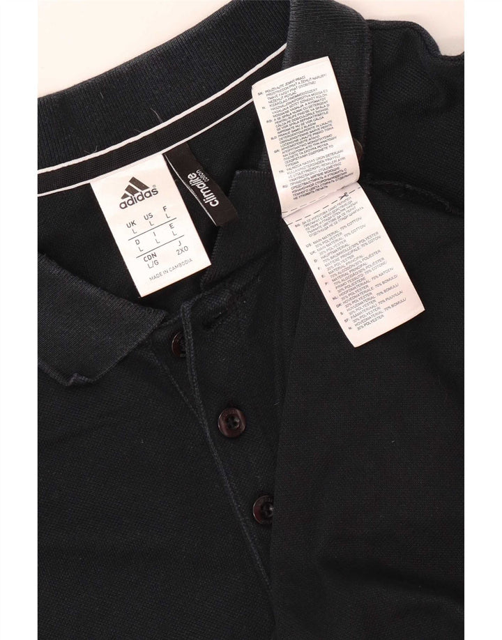 Adidas Mens Climalite Graphic Polo Shirt Grande Algodão Preto