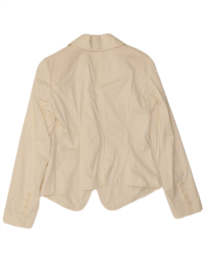 Jaqueta blazer feminina Germano Zama com 1 botão Reino Unido 8 algodão branco pequeno