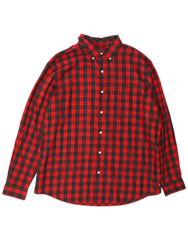 Camisa masculina de flanela Chaps 2XL algodão xadrez vermelho