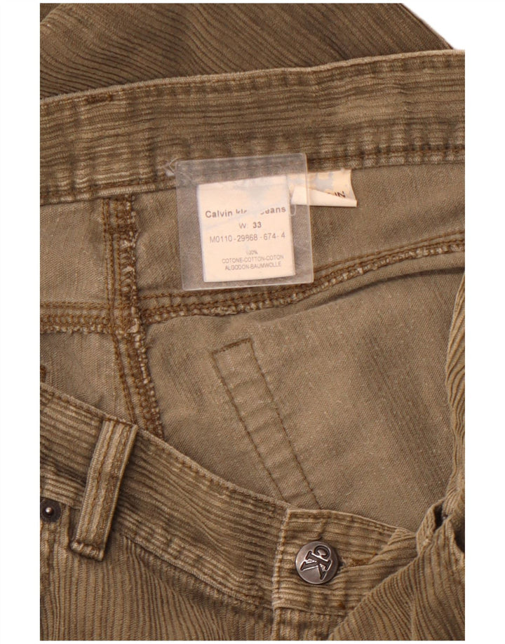 CALVIN KLEIN Calça masculina reta de veludo W33 L32 algodão marrom