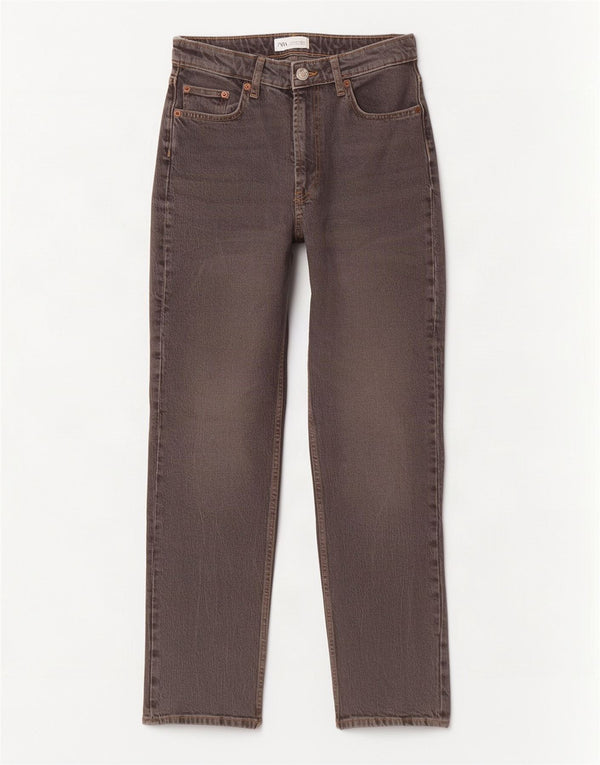 Calça jeans reta feminina Zara EU 40 médio W30 L29 cinza