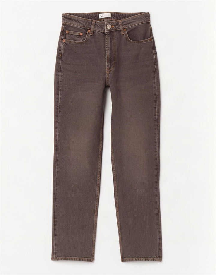 Calça jeans reta feminina Zara EU 40 médio W30 L29 cinza
