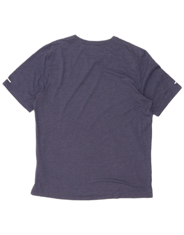 Camiseta masculina Nike Dri Fit Top médio azul marinho listrado poliéster