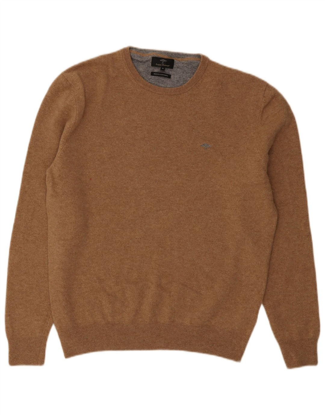 Suéter masculino Fynch Hatton com gola redonda XL marrom lã merino