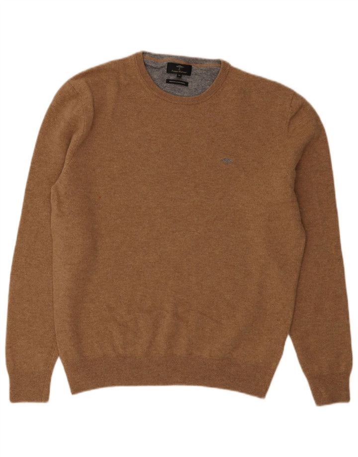 Suéter masculino Fynch Hatton com gola redonda XL marrom lã merino