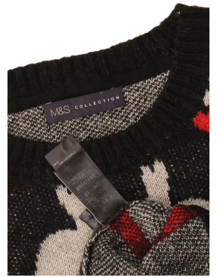 Suéter feminino MARKS & SPENCER com gola canoa Reino Unido 10 pequeno preto