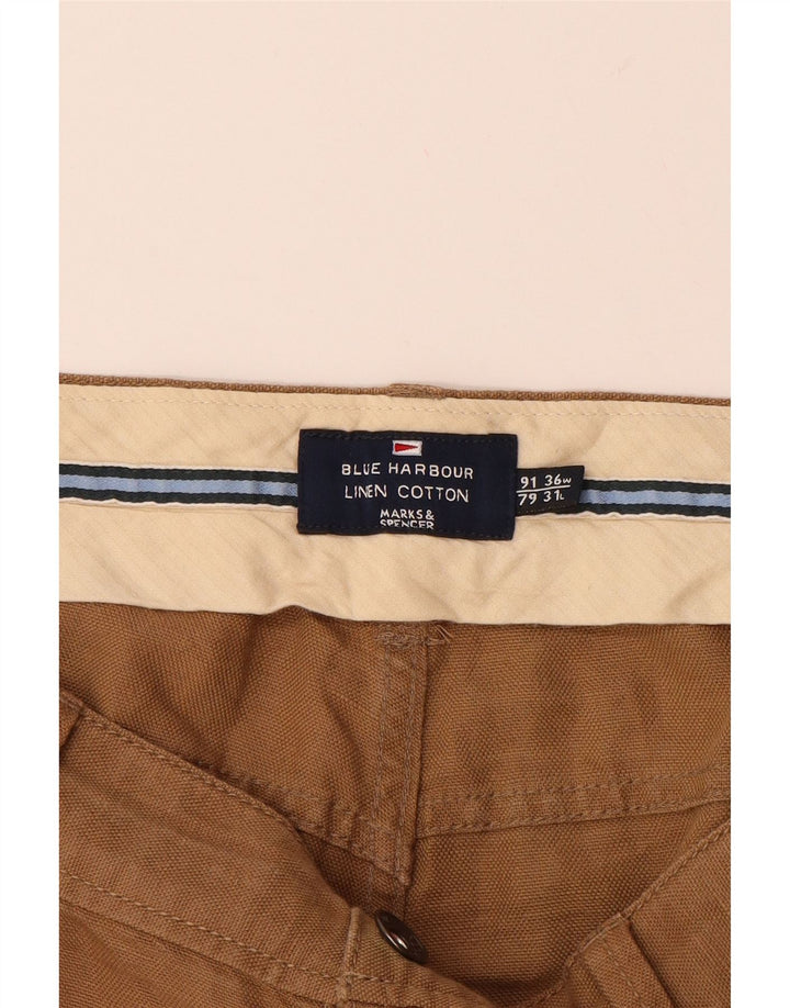 Calça casual reta masculina MARKS & SPENCER Blue Harbor W36 L31 marrom