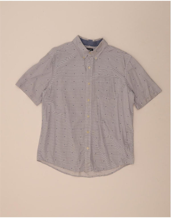 Camisa masculina de manga curta Chaps grande azul listrado algodão náutico