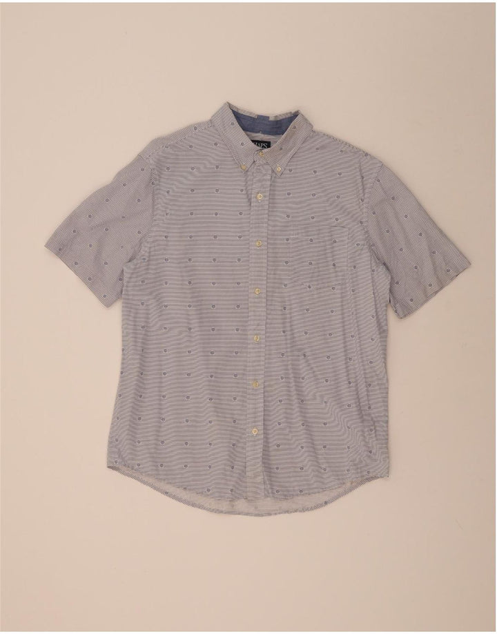 Camisa masculina de manga curta Chaps grande azul listrado algodão náutico
