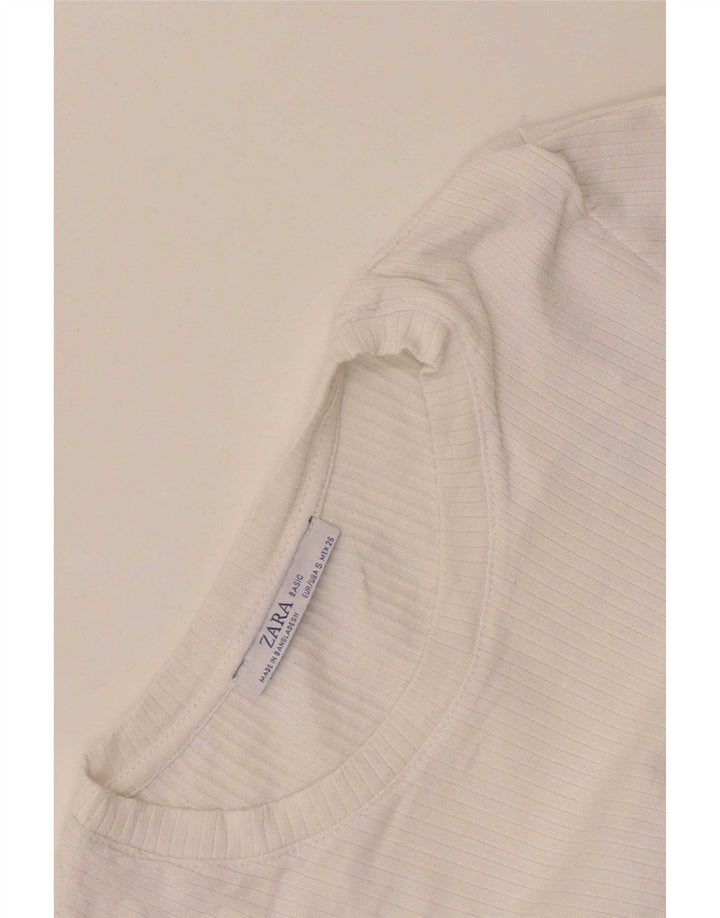 Zara Womens Crop Top Manga Longa Reino Unido 8 Pequeno Branco