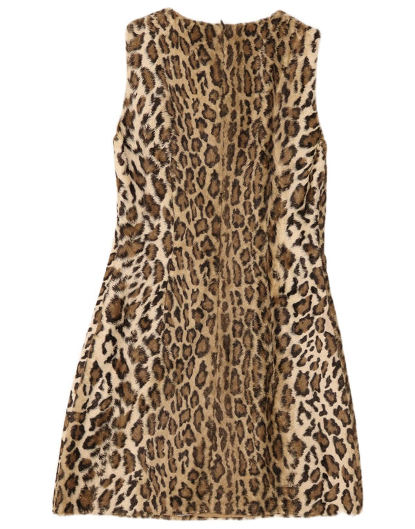 L'altra Moda vestido feminino de pele sintética linha A IT 40 pequeno bege estampa animal