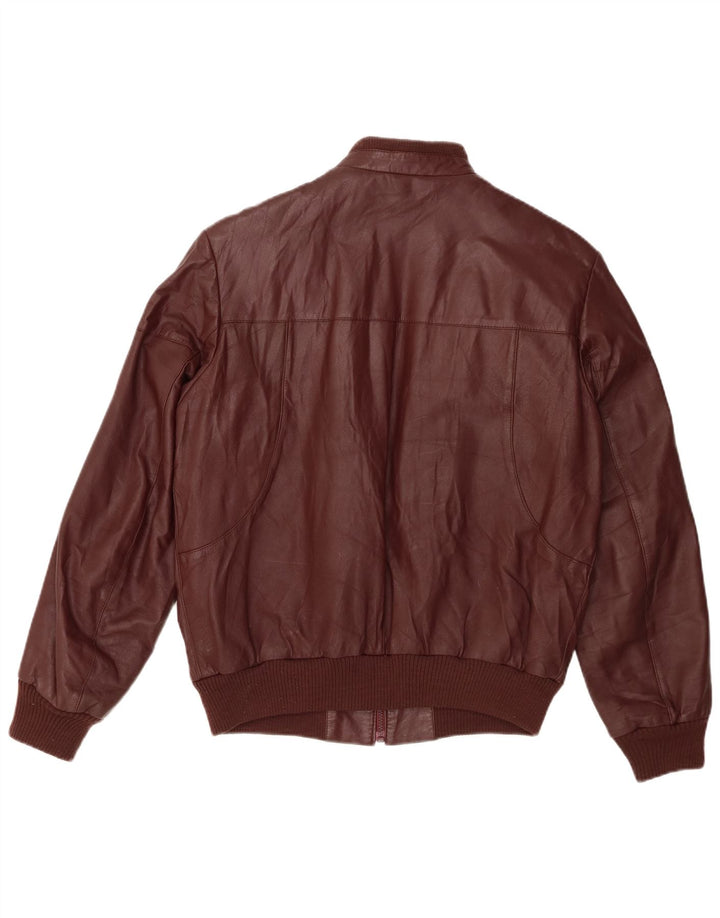 Jaqueta de couro bomber feminina vintage IT 54 2XL couro cor de vinho