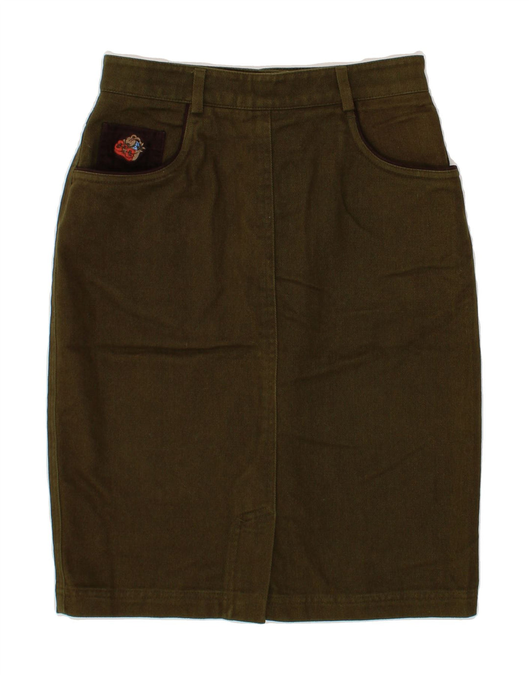 BIANCA Womens Denim Skirt IT 38 XS W26  Khaki Cotton Vintage Bianca and Second-Hand Bianca from Messina Hembry 