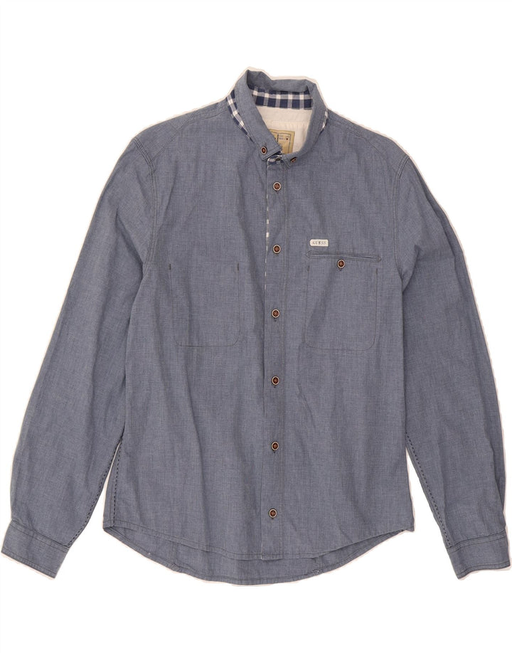 GUESS Mens Shirt Small Blue Cotton Vintage Guess and Second-Hand Guess from Messina Hembry 