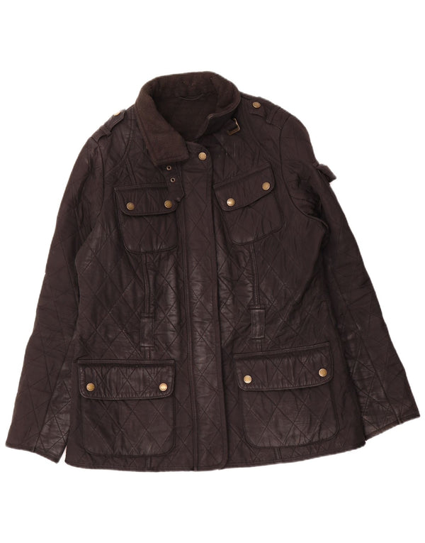 Jaqueta acolchoada feminina Barbour UK 14 grande poliéster preto