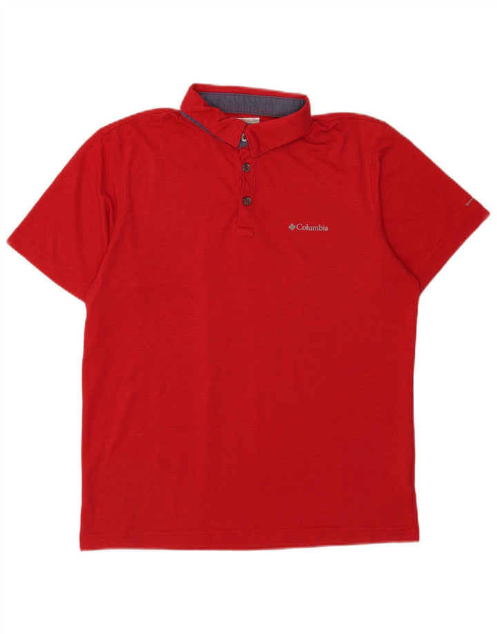 Camisa polo masculina Columbia Omni-Wick poliéster listrado vermelho médio
